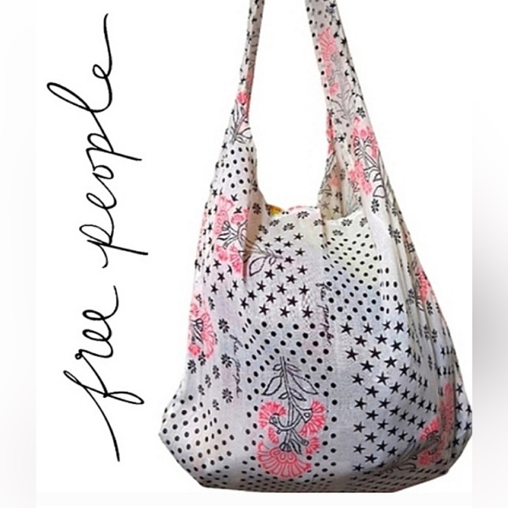 Free People Pink and Cream Floral Shoulder Bag